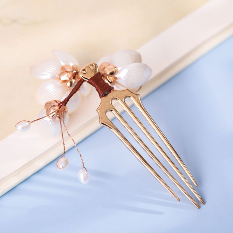 Plaukų segtukas su magnolijų žiedo motyvu, lydinys, vaikams, vintage Hanfu aksesuaras