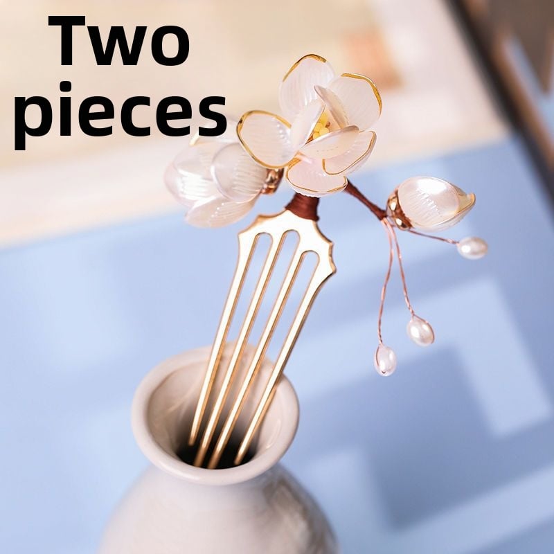 Plaukų segtukas su magnolijų žiedo motyvu, lydinys, vaikams, vintage Hanfu aksesuaras