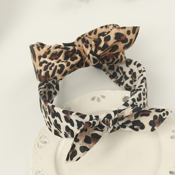 Korėjėtiško stiliaus leopardų plaukų juosta su mazgu, audinys, rankų darbo, priešslidėjimo dantukai, platus dirželis, moterims