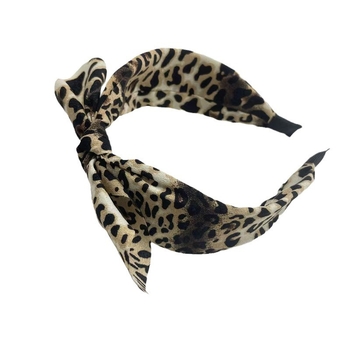 Korėjėtiško stiliaus leopardų plaukų juosta su mazgu, audinys, rankų darbo, priešslidėjimo dantukai, platus dirželis, moterims