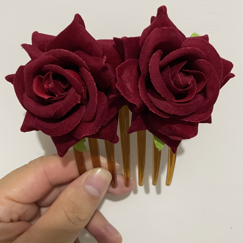 Velūro rožių plaukų segtukas, moterų plaukų aksesuaras, geometriškas stilius, rankų darbo, kilmė: Jinhua