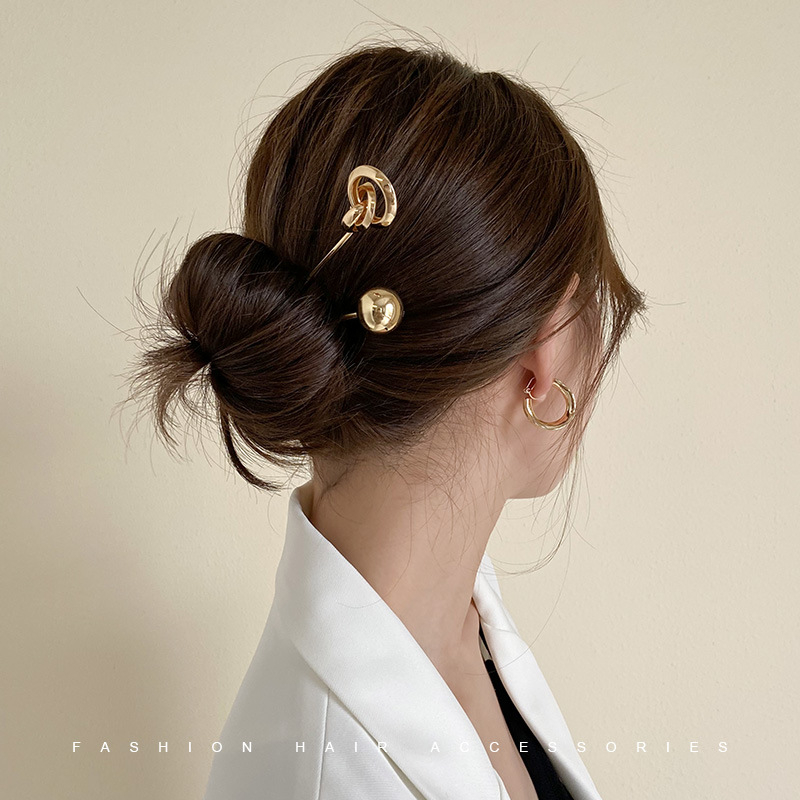 Metalo plaukų segtukas, korėjiečių stiliaus, geometrinis dizainas, elektroplakavimas