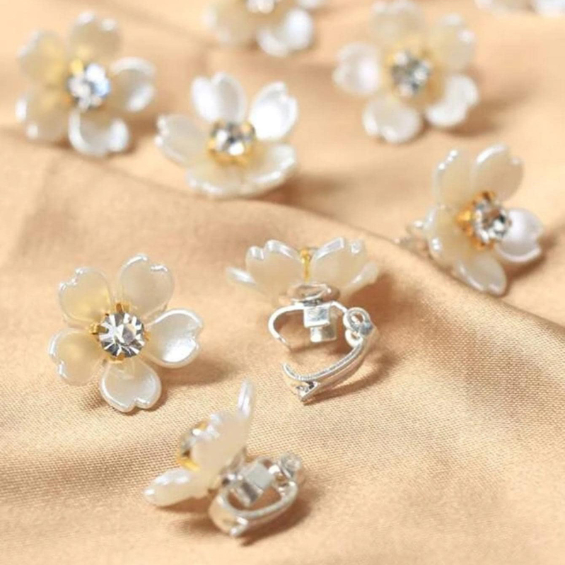 Iš plaukų segtukų rinkinys – 10 vnt., plastikas/resinas, elektroplatinimas, gėlė su deimantų akcentais, galvos aksesuaras moterims