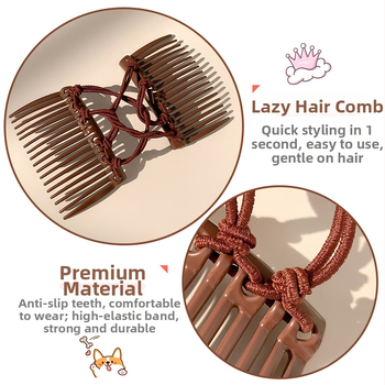 Medinė rankų darbo dviejų eilių plaukų šukė galinei šukuosenai, Japonijos/Korejos stilius, moterims