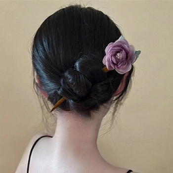 Ξύλινο τσιμπιδάκι μαλλιών σε ρετρό στυλ με φλοράλ διακόσμηση για αξεσουάρ κεφαλιού (Υλικό: Ξύλο; Στυλ: Vintage; Διακόσμηση: Λουλούδι; Κατηγορία προϊόντος: Αξεσουάρ κεφαλιού; Έτος/Σεζόν: Καλοκαίρι 2024)