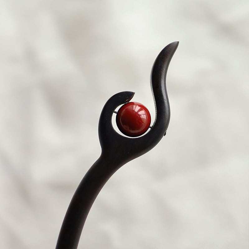 Ebano medžio plaukų segtukas, geometrinė forma, natūralus stilius, galvos aksesuaras