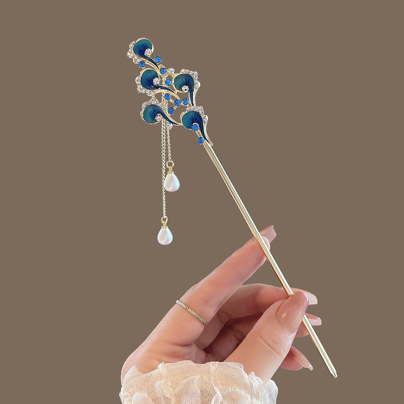 Plaukų segtukas su kutais - vintage stilius, lydinys, bangų dizainas, dažyta danga, 2024 m. pavasaris, galvos aksesuaras