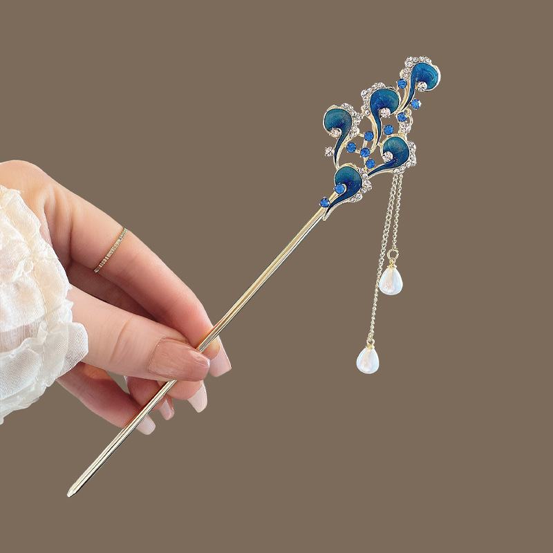 Plaukų segtukas su kutais - vintage stilius, lydinys, bangų dizainas, dažyta danga, 2024 m. pavasaris, galvos aksesuaras