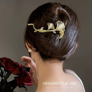 Plaukų segtukas su katės akies sagtimi, pasukamas klipsas, rankų darbo lydinys