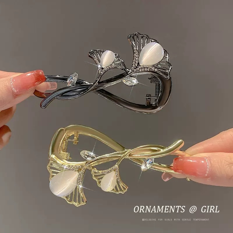 Plaukų segtukas su katės akies sagtimi, pasukamas klipsas, rankų darbo lydinys