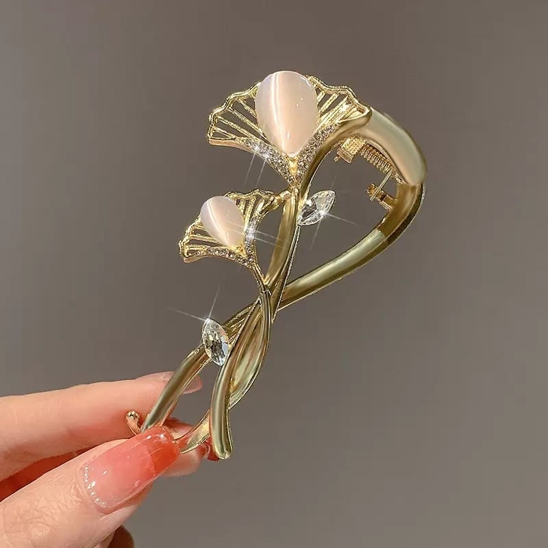 Plaukų segtukas su katės akies sagtimi, pasukamas klipsas, rankų darbo lydinys