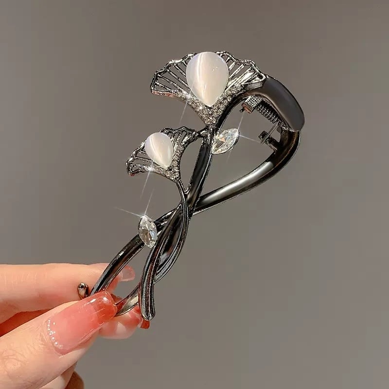 Plaukų segtukas su katės akies sagtimi, pasukamas klipsas, rankų darbo lydinys