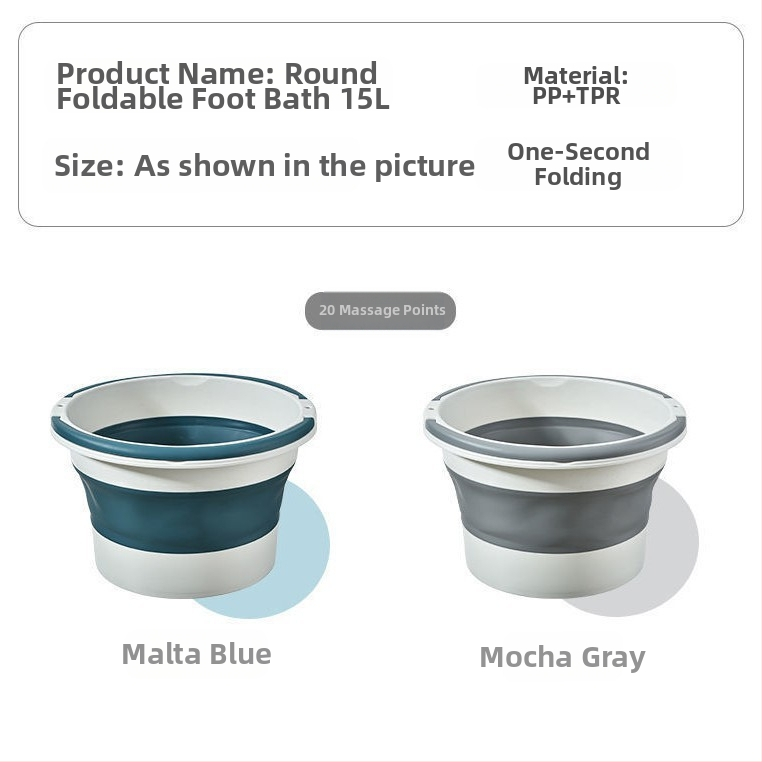 Sulankstoma kojų vonelė su masažine funkcija - nešiojama plastikinė kojų vonelė (PP+TPR)