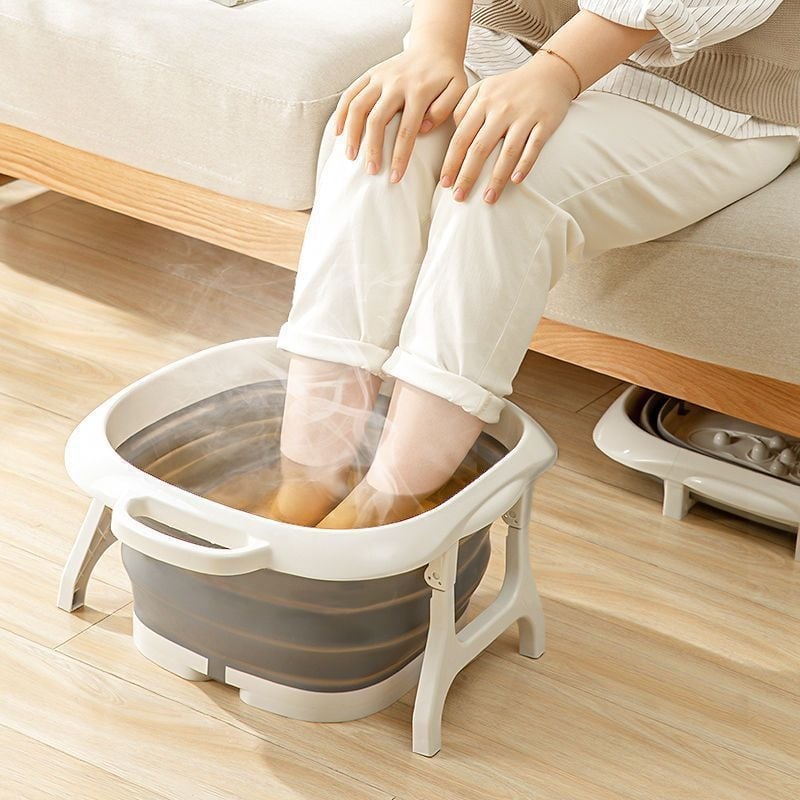 Sulankstoma kojų vonelė su masažine funkcija - nešiojama plastikinė kojų vonelė (PP+TPR)