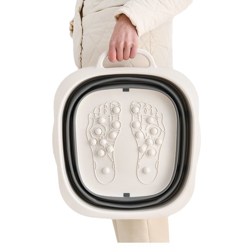 Sulankstoma kojų vonelė su masažine funkcija - nešiojama plastikinė kojų vonelė (PP+TPR)