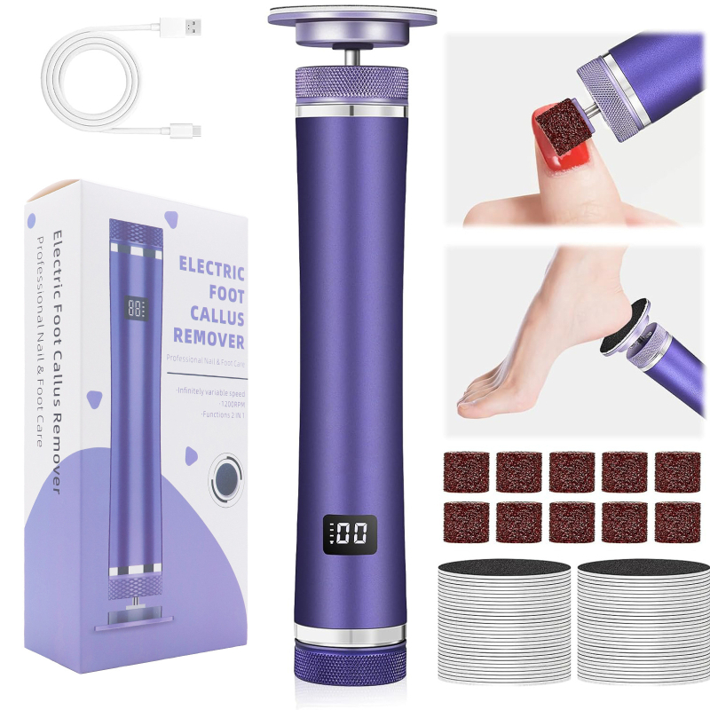 Įkraunamas, nešiojamas pedikiūro elektrinis šlifuoklis kojoms su ekranu; šveičia mirusią odą ir pašalina nuospaudas