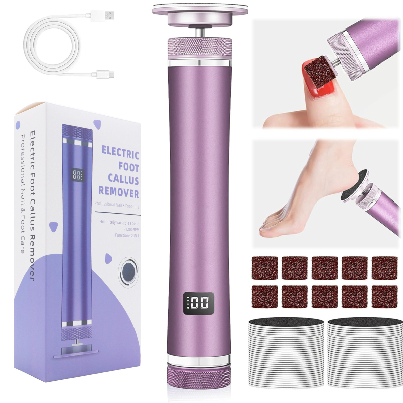 Įkraunamas, nešiojamas pedikiūro elektrinis šlifuoklis kojoms su ekranu; šveičia mirusią odą ir pašalina nuospaudas