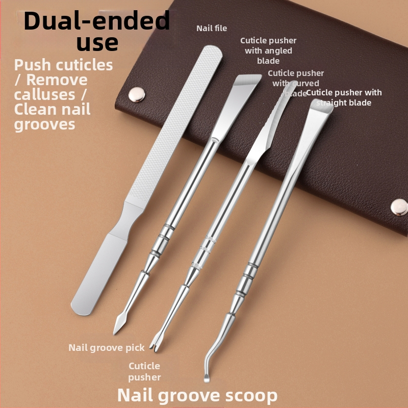 Неръждаем педикюрен нож с ексфолираща вилка за мазоли, квадратна абразивна глава, кутия от 300 бр.