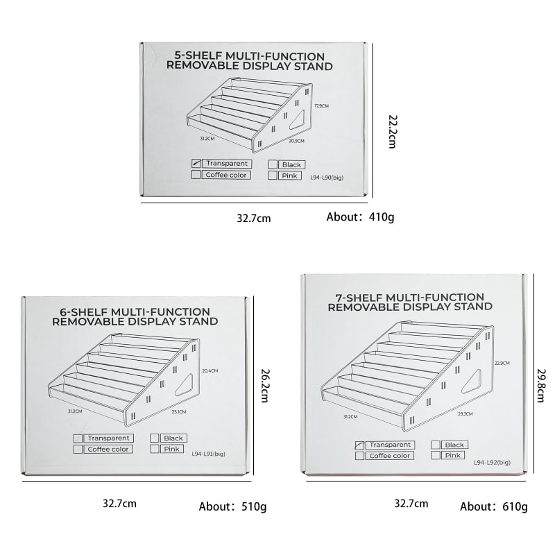 Akrilni stalak za izlaganje lakova za nokte - višeslojni plastični stalak, Manzilin, neto sadržaj 650, model Large Nail Polish Display Stand 01, 30 komada u kutiji