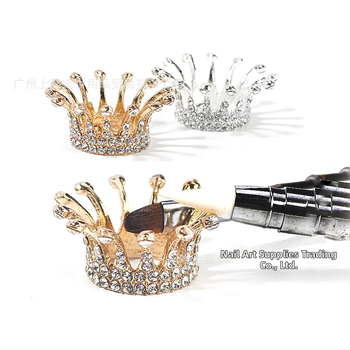 Nagų meno lydinio karūnos laikiklis su kristalais, retro stiliaus saugyklos laikiklis geliniams nagų rašikliams