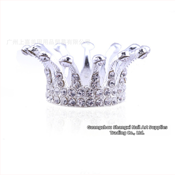 Nagų meno lydinio karūnos laikiklis su kristalais, retro stiliaus saugyklos laikiklis geliniams nagų rašikliams