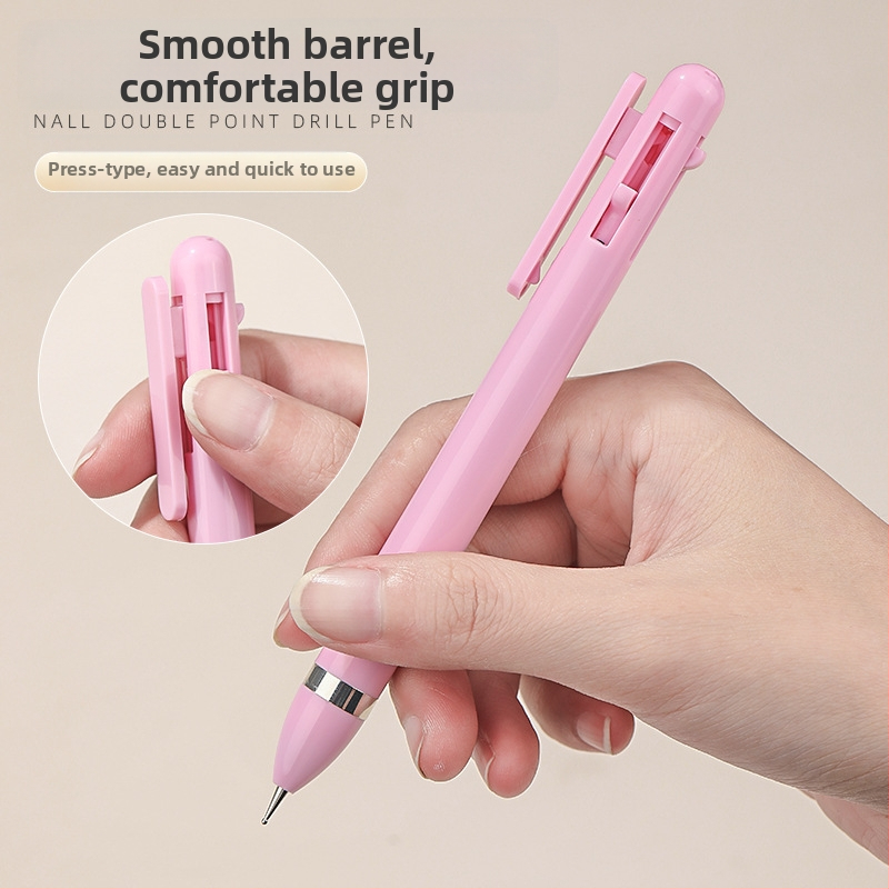 Маникюрна дот-дрил писалка 4-в-1 с мънисти и диаманти украси, въртящ се инструмент, пластмасова дълга дръжка