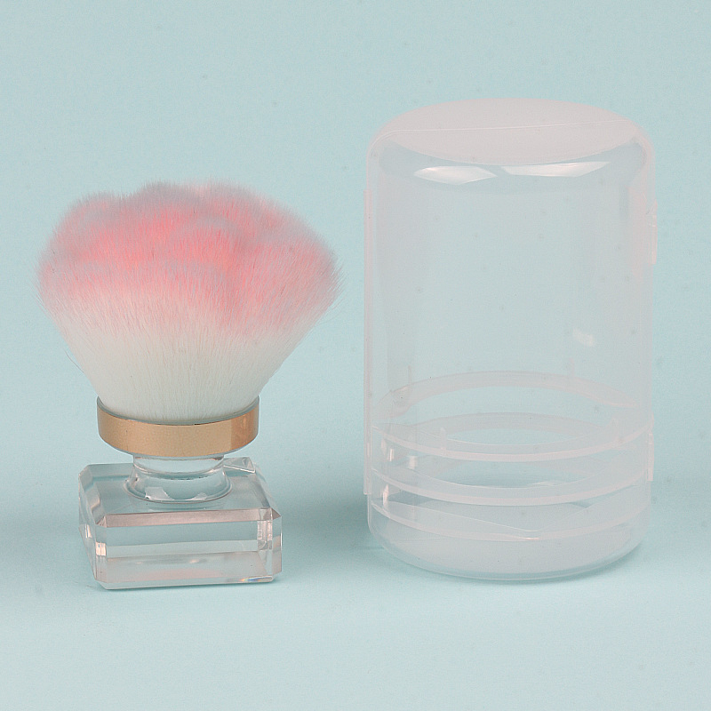 Daugiakryptis makiažo šepetėlis šviesinimui ir skruostams su deimantų dizainu, nešiojamas, šereliai iš nailono, rankena iš akrilo; šerelių ilgis 4,2 cm, bendras ilgis 6,5 cm, 1 vnt.