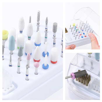 Κουτί αποθήκευσης 30 οπών κεφαλών φινιρίσματος νυχιών με βούρτσα καθαρισμού, θήκη κατά της σκόνης και βάση προβολής, βάρος 98,3 g