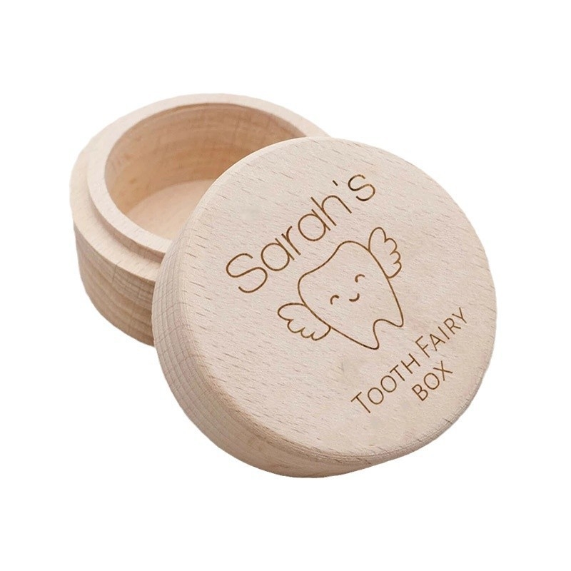 Medinė vaikų pieno dantų laikymo dėžutė – atminimo graviruota dantų laikymo dėžutė, tinkama 7–14 metų vaikams