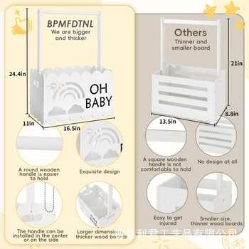 Φορητό ξύλινο κουτί αποθήκευσης με χαρακτική | Υλικό: ξύλο; Μοντέλο: Φορητό ξύλινο κουτί; Σκοπός: αποθήκευση βρεφικών ρούχων και παιχνιδιών