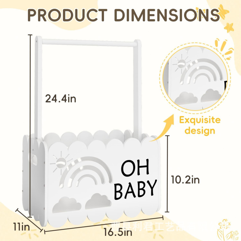 Φορητό ξύλινο κουτί αποθήκευσης με χαρακτική | Υλικό: ξύλο; Μοντέλο: Φορητό ξύλινο κουτί; Σκοπός: αποθήκευση βρεφικών ρούχων και παιχνιδιών