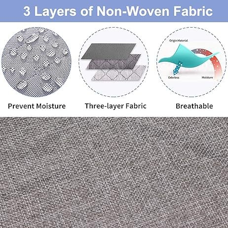 Drabužių spintos laikymo dėžė su linu audiniu ir PP plokštės įdaila; sulankstoma, nešiojama, dulkių ir drėgmei atspari, skirta drabužiams ir patalynei