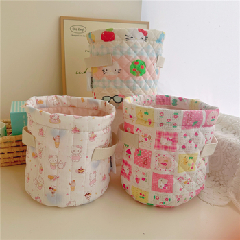 Siuvinėtas medvilnės audinio saugojimo krepšys – miegamojo stalelio organizatorius kojinėms ir apatiniams drabužiams