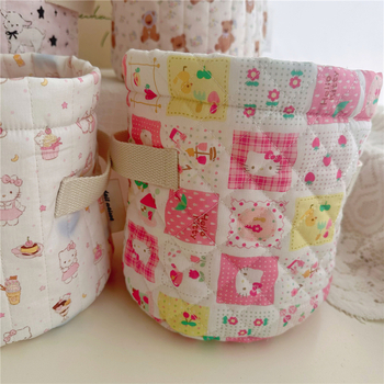 Siuvinėtas medvilnės audinio saugojimo krepšys – miegamojo stalelio organizatorius kojinėms ir apatiniams drabužiams