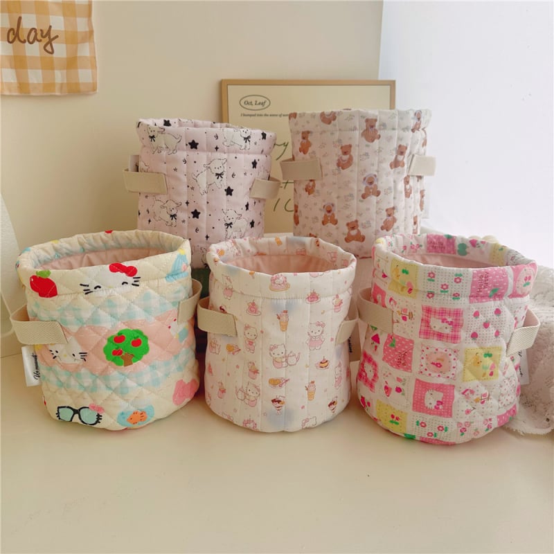 Siuvinėtas medvilnės audinio saugojimo krepšys – miegamojo stalelio organizatorius kojinėms ir apatiniams drabužiams