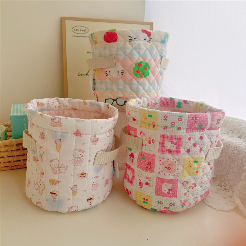 Siuvinėtas medvilnės audinio saugojimo krepšys – miegamojo stalelio organizatorius kojinėms ir apatiniams drabužiams