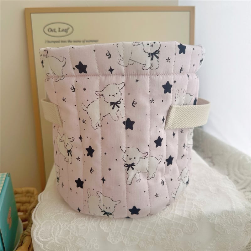 Siuvinėtas medvilnės audinio saugojimo krepšys – miegamojo stalelio organizatorius kojinėms ir apatiniams drabužiams