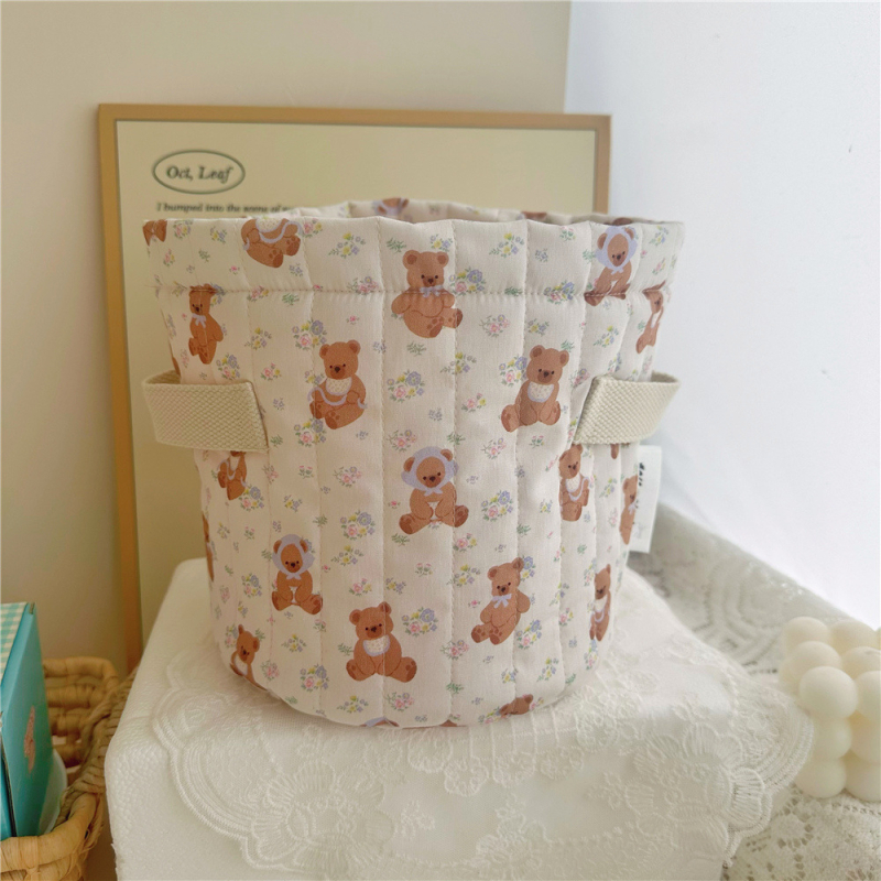 Siuvinėtas medvilnės audinio saugojimo krepšys – miegamojo stalelio organizatorius kojinėms ir apatiniams drabužiams