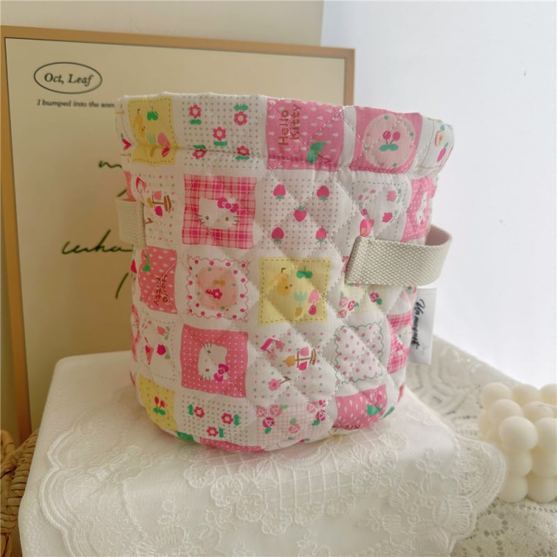 Siuvinėtas medvilnės audinio saugojimo krepšys – miegamojo stalelio organizatorius kojinėms ir apatiniams drabužiams