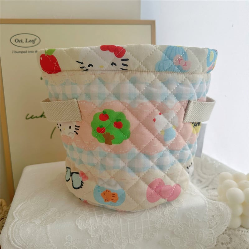 Siuvinėtas medvilnės audinio saugojimo krepšys – miegamojo stalelio organizatorius kojinėms ir apatiniams drabužiams