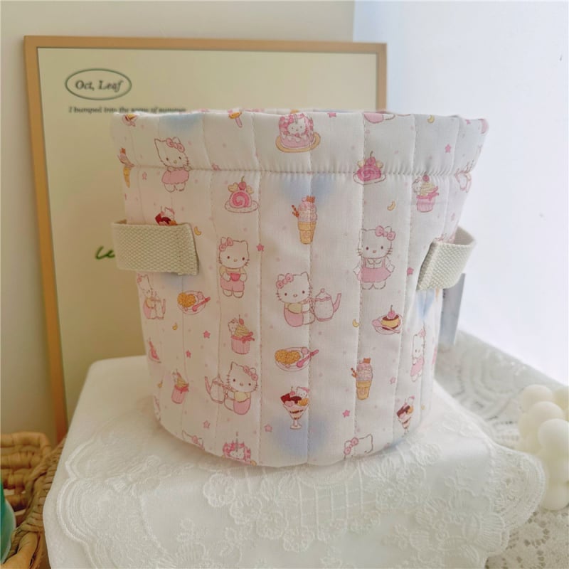 Siuvinėtas medvilnės audinio saugojimo krepšys – miegamojo stalelio organizatorius kojinėms ir apatiniams drabužiams