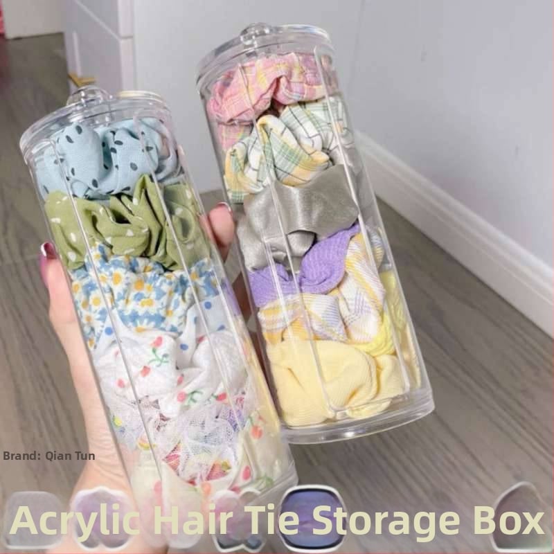 Skaidi plastikinė dėžutė plaukų aksesuarams saugoti — organizatorius plaukų gumoms, segtukams ir plaukų juostoms (dovanų pakuotė)