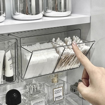 Κουτί αποθήκευσης καλλυντικών τοίχου, διαφανές διαχωριστικό, PET πλαστικό, 18 L χωρητικότητα