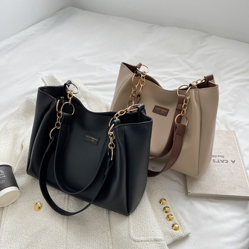 Γυναικεία τσάντα Tote σε κορεατικό στιλ από PU μαλακό δέρμα, οριζόντιο τετράγωνο σχήμα, κλείσιμο με φερμουάρ, εσωτερική θήκη ID, με μία ιμάντα στον ώμο