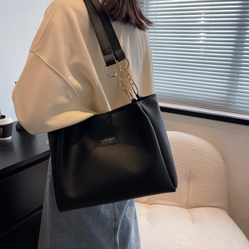 Γυναικεία τσάντα Tote σε κορεατικό στιλ από PU μαλακό δέρμα, οριζόντιο τετράγωνο σχήμα, κλείσιμο με φερμουάρ, εσωτερική θήκη ID, με μία ιμάντα στον ώμο