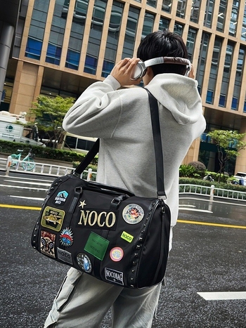 Τσάντα ταξιδιού με χιαστί — μεγάλη χωρητικότητα, PU+nylon υλικό, επένδυση πολυεστέρα, ορθογώνιο τετράγωνο σχήμα, φερμουάρ, ένας ιμάντας