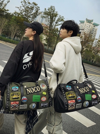 Τσάντα ταξιδιού με χιαστί — μεγάλη χωρητικότητα, PU+nylon υλικό, επένδυση πολυεστέρα, ορθογώνιο τετράγωνο σχήμα, φερμουάρ, ένας ιμάντας