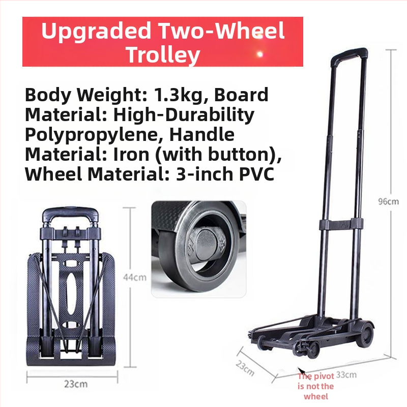 Αναδιπλούμενο, φορητό καρότσι δύο τροχών με κατασκευή από πολυπροπυλένιο και μεταλλικό σύνδεσμο; σετ 10 τεμάχια; μέγιστο φορτίο 30 kg