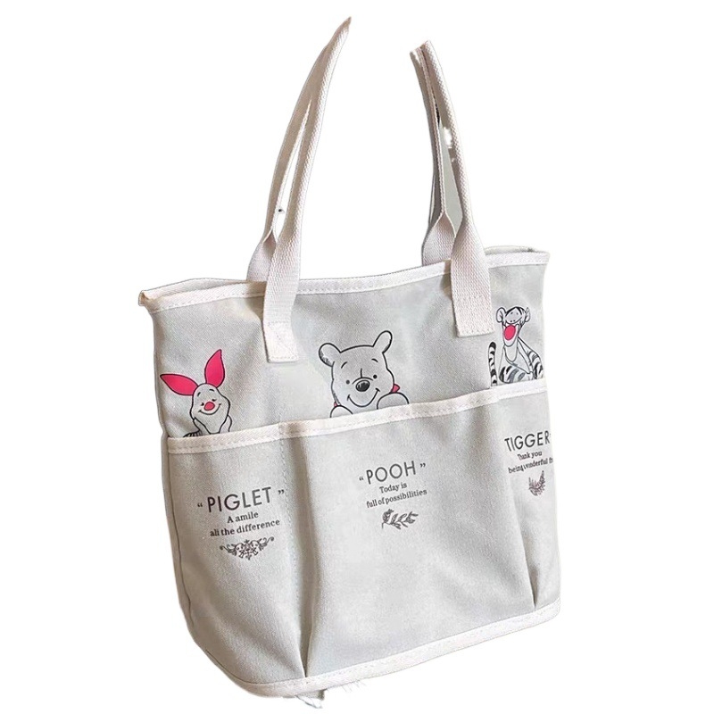 Geantă Tote din pânză cu fermoar, mâneri duble, pentru călătorii de relaxare