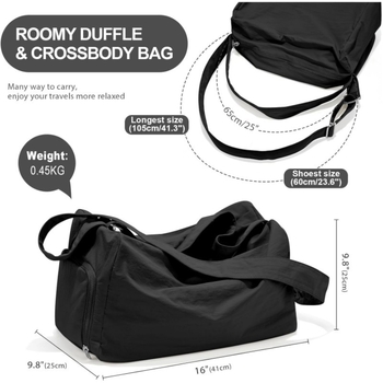 Poliesterinė sportinė rankinė su sausai–drėgnam atskyrimui, didelė talpa, unisex, pečių/kelioninis krepšys